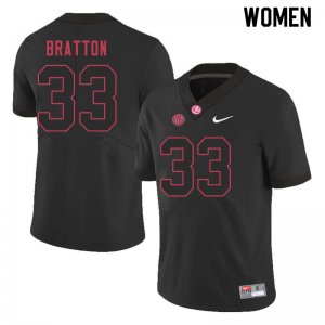 NCAA Women's Alabama Crimson Tide #33 Jackson Bratton Stitched College 2020 Nike Authentic Black Football Jersey CA17L52JB